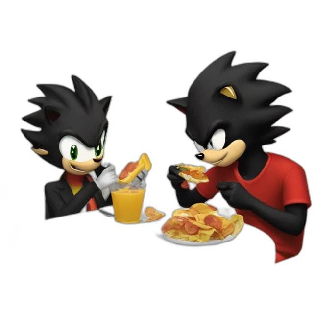 shadow the hedgehog eating lunch with jfk emoji