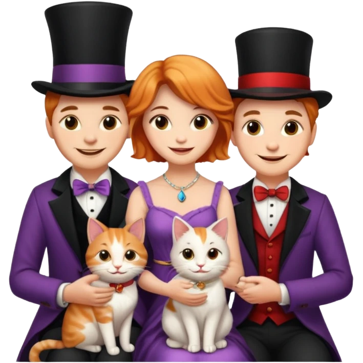 magician couple and their pet cat emoji