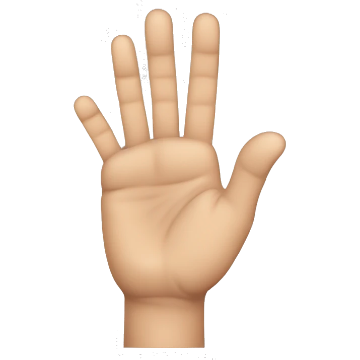 make a left hand. make the hand have five fingers. the only fingers that are extended are the pointer finger and the thumb the pinky, ring and middle fingers are tucked behind the hand.  emoji