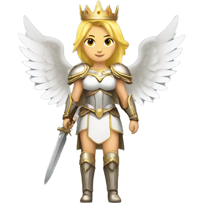 Blond Valkyrie full body with crown with wings emoji