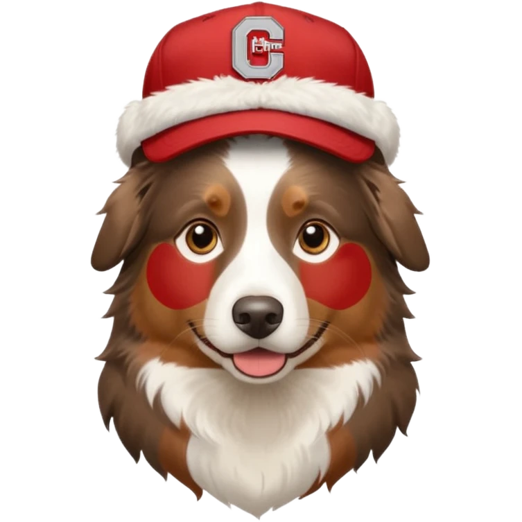 Australian Sheppard with Ohio state hat emoji