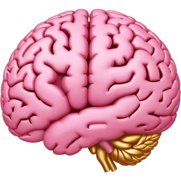 A pink brain with elegant golden details and accents. In the center of the brain type "1 EU" emoji