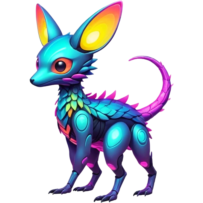futuristic lush warm-colored neon-colored Fakémon-Trico-creature (full body) emoji