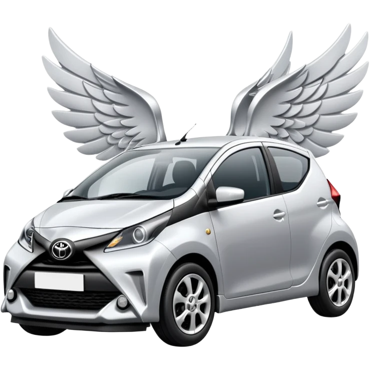 Toyota Aygo Silver with Wings and Halo emoji
