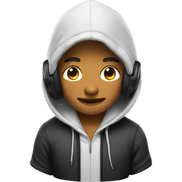 gamer ith headphones and hoodie emoji