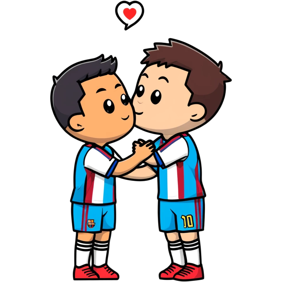 Ronaldo and Messi kissing emoji