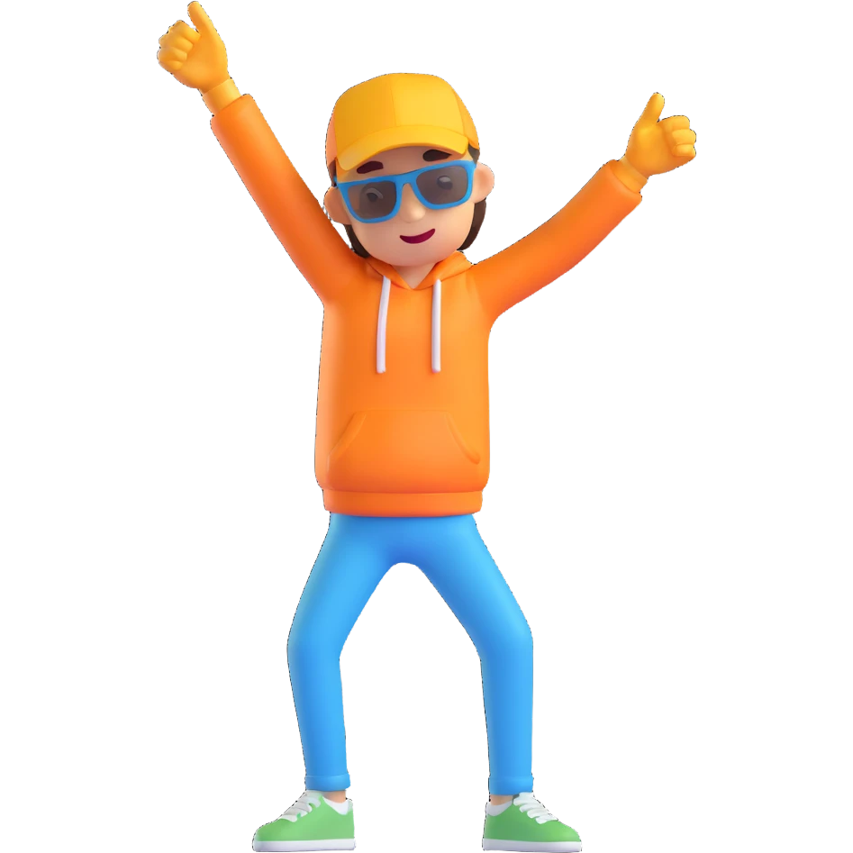 simple figure dabbing, cheerful emoji