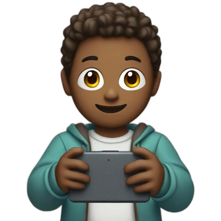 a boy with a Nintendo ds in his hands emoji