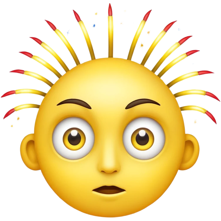 yellow face with wide eyes, fireworks in the background emoji
