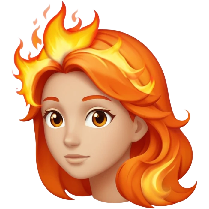 side face with flame for hair emoji