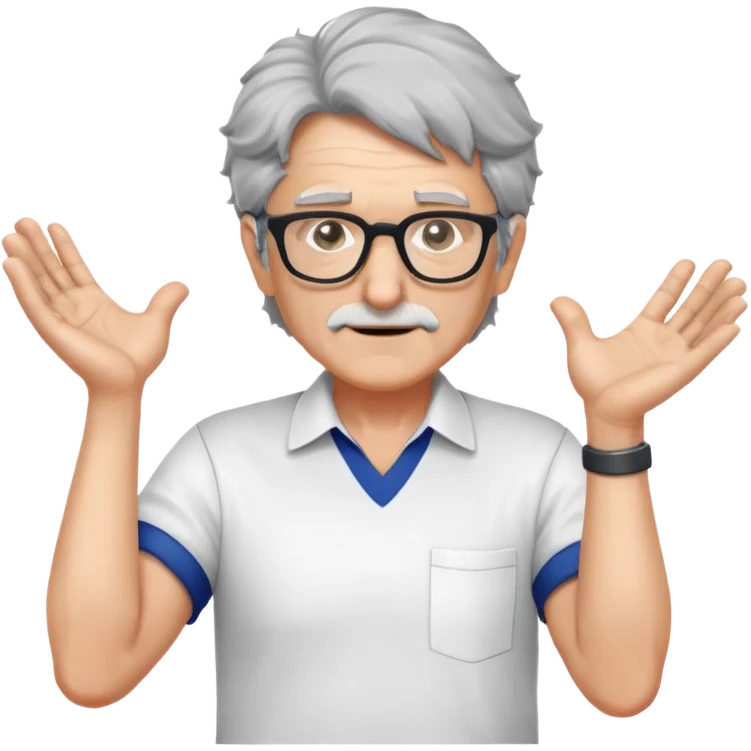 older professor with salt-and-pepper hair and glasses wearing shirts, no mustache, with hands positioned as if grabbing an invisible rugby ball emoji
