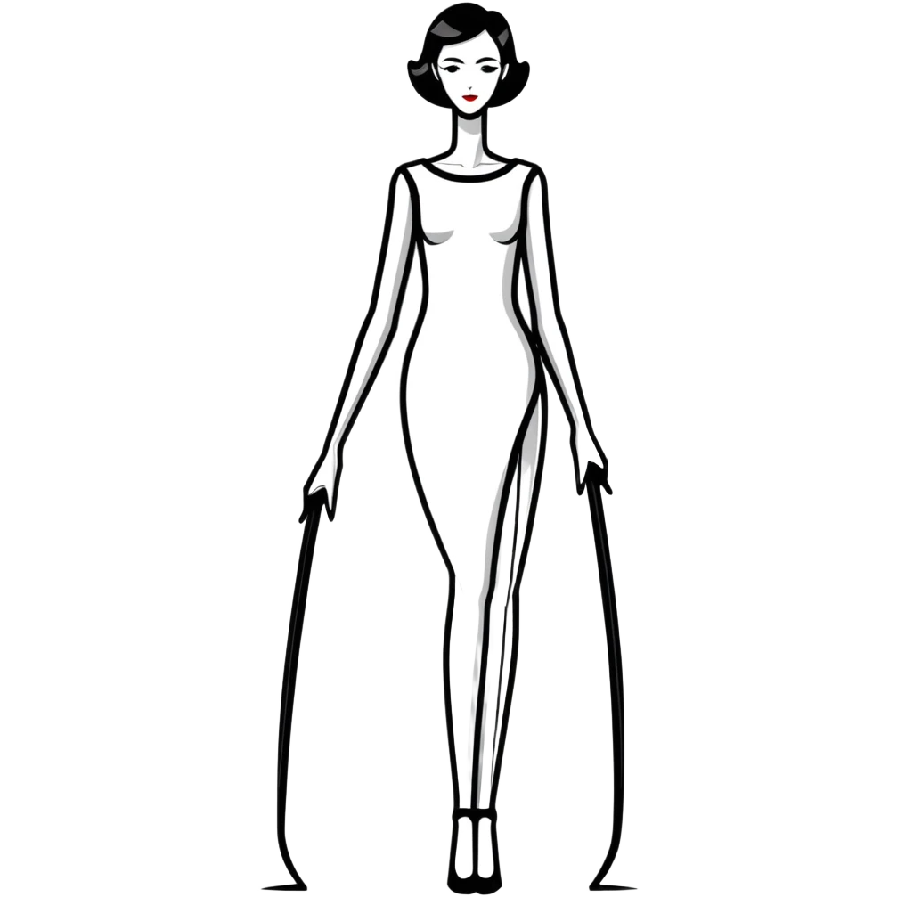 A tall elegant woman with extremely long limbs and geometric angular face structure emoji