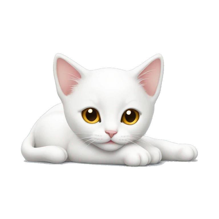 White kitten laying down  emoji