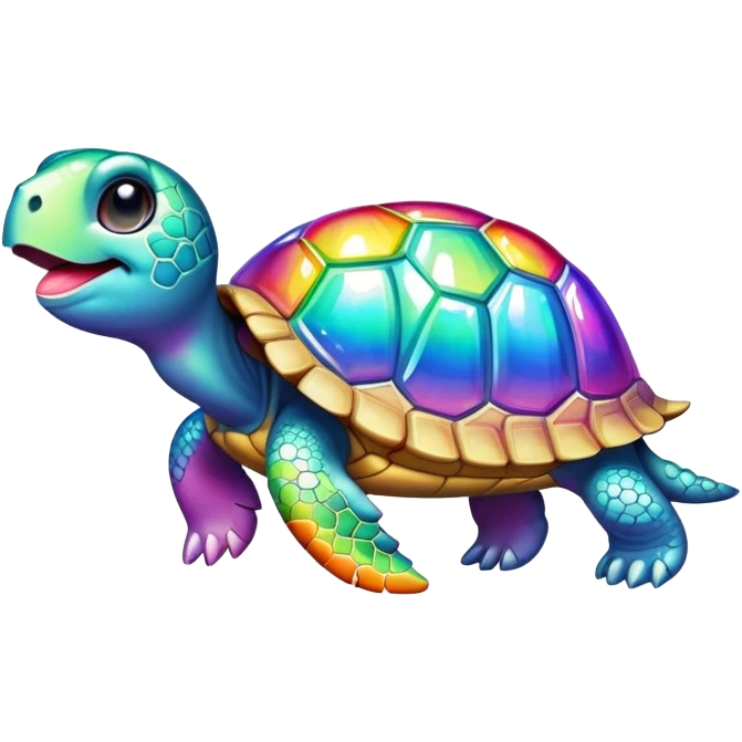 Rhinestone Turtle sticking its tongue out in a rainbow  emoji
