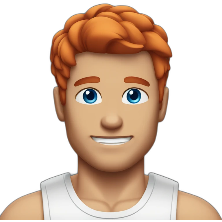 Lean Muscle man blue eyes slick red hair emoji