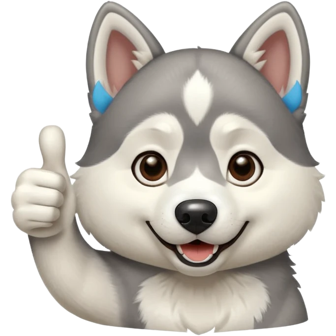 A husky dog doing a thumbs up emoji