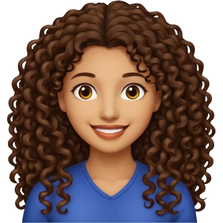 Woman light brown skin long dark curly hair emoji