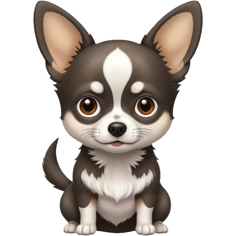Light black chihuahua white and grey emoji