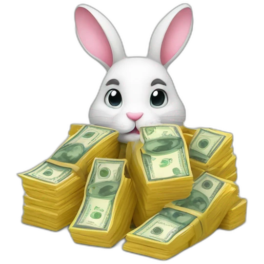 Bunny with lot of money emoji