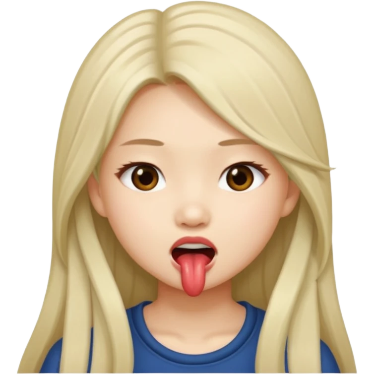 wasian girl with long hair biting lip emoji