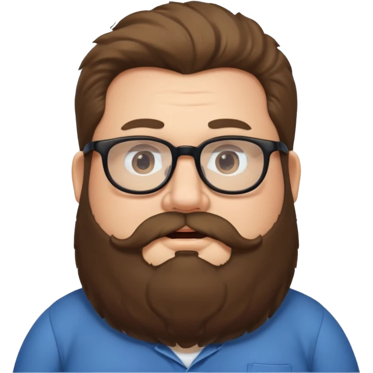 Tall chubby guy with big fluffy beard glasses and slightly long hair emoji