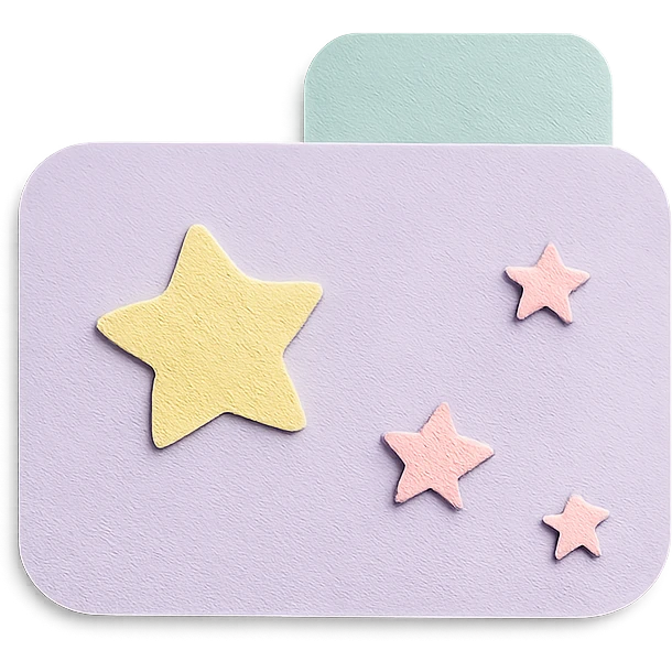 soft pastel cute tab divider with tiny stars emoji