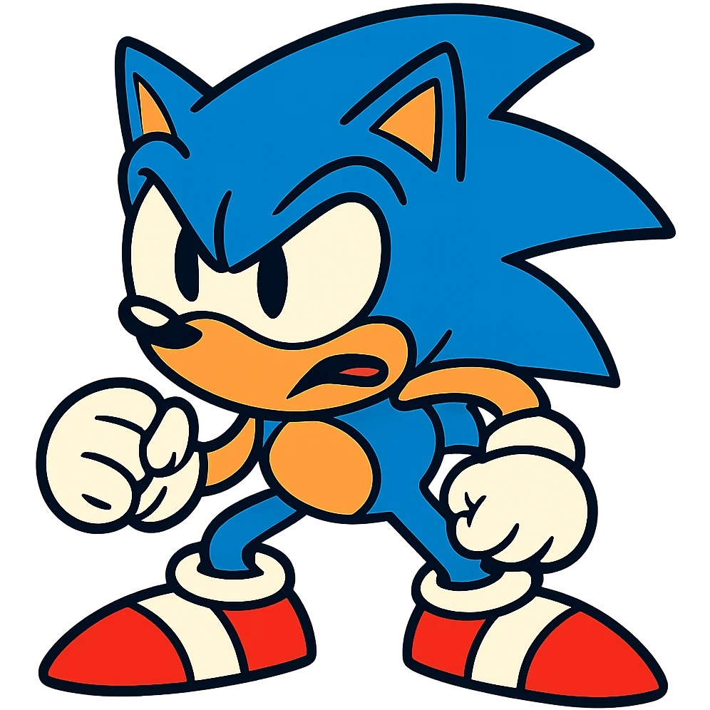 Sonic the Hedgehog with an angry expression, vibrant cartoon style emoji