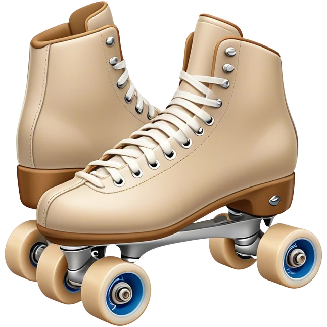 Beige Riedell rollerskate with jamplug and white wheels and toestop emoji