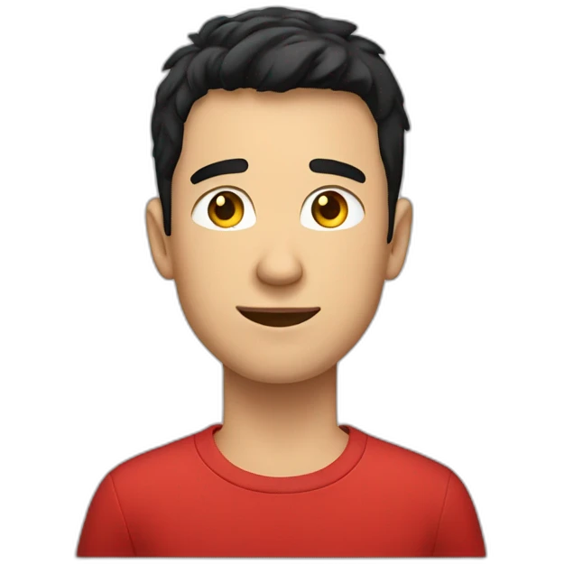 young white man with black hair wearing red tshirt emoji