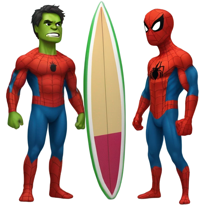 Surfing ironman hulk spiderman emoji