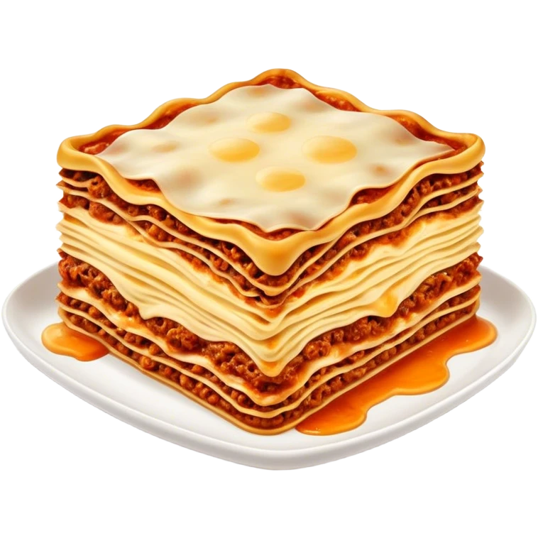 Lasagne alla Bolognese Cinematic Realistic Lasagne alla Bolognese Dish Emoji, depicted as a messy, layered pasta dish overflowing with melted cheese and rich meat sauce, rendered with hearty textures and warm, indulgent lighting. emoji