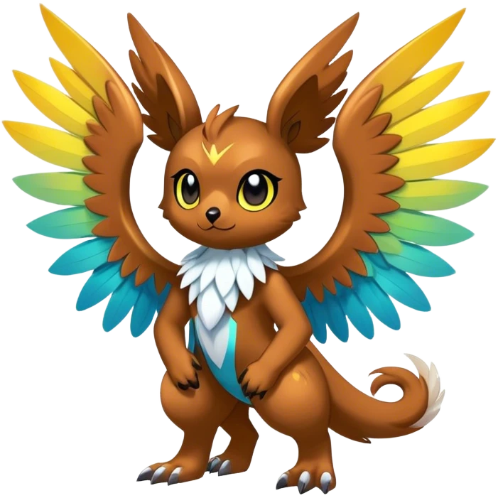 Anthro Sona Cool Edgy Cute Colorful Shy Winged Shiny Fakemon-Fantasy-Creature Full Body emoji