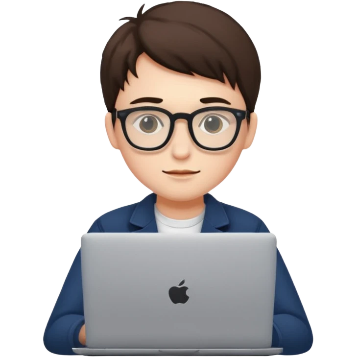un estudiante con lentes y su laptop emoji