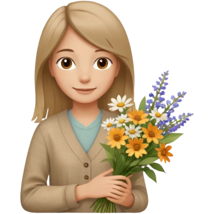 คาแรกเตอร์: สุภาพ อบอุ่น สบาย ๆ
ลุคอิโมจิ:

ดวงตาน้ำตาลเบจ นุ่มละมุน

ผมตรงธรรมชาติ

เสื้อผ้าลินิน / โทนเอิร์ธ

ท่าถือดอกไม้ / ยิ้มอ่อน
ฟีล: natural beauty, clean girl emoji