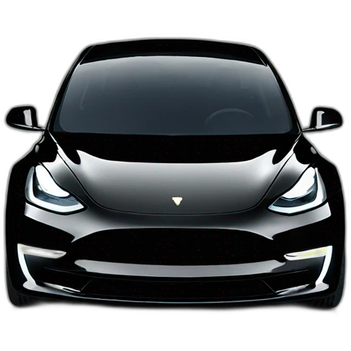 small photo-realistic Elon Musk, at the wheel inside an all black Tesla Model 3, side view of complete car emoji
