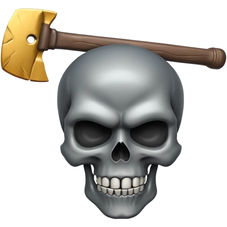 3D skull split down the middle by an axe, dark phonk vibe, aggressive attitude emoji