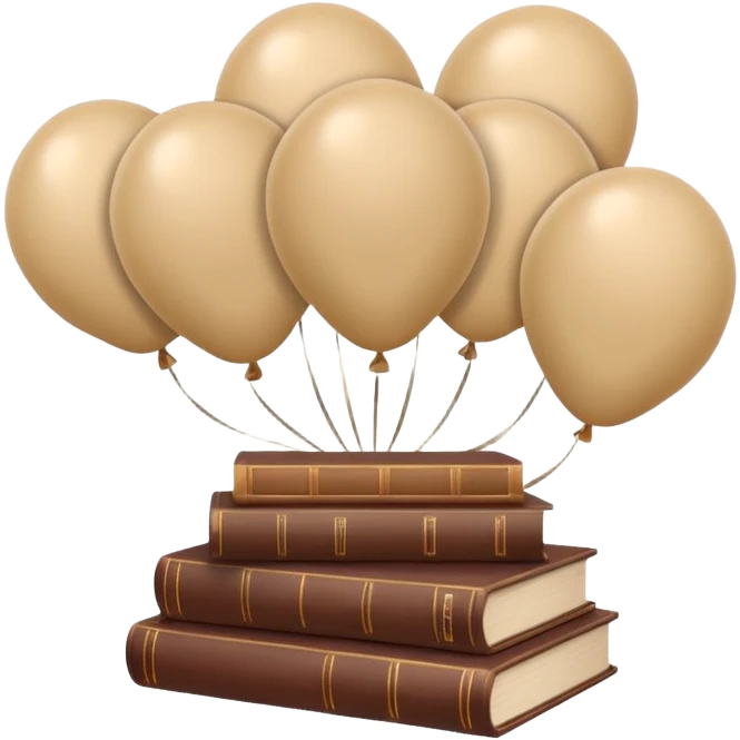 5 beige balloons and books emoji