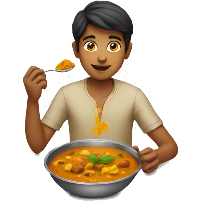 indian boy eating curry emoji