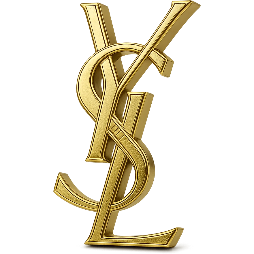 the YSL (SAINT LAURENT) logo, elegant, minimal, black and gold, emoji style emoji