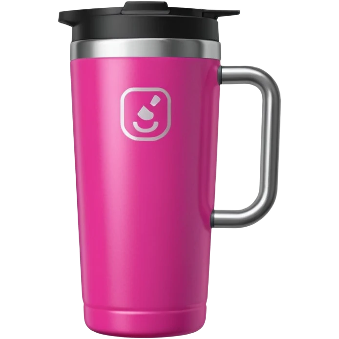Bright pink 40oz Stanley tumbler with handle emoji