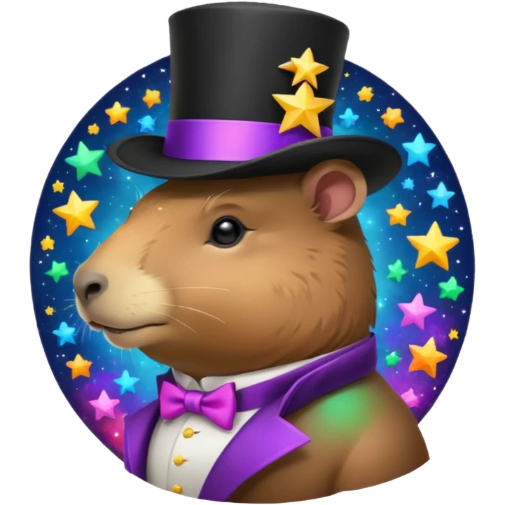 A Galaxy capybara with a tophat emoji