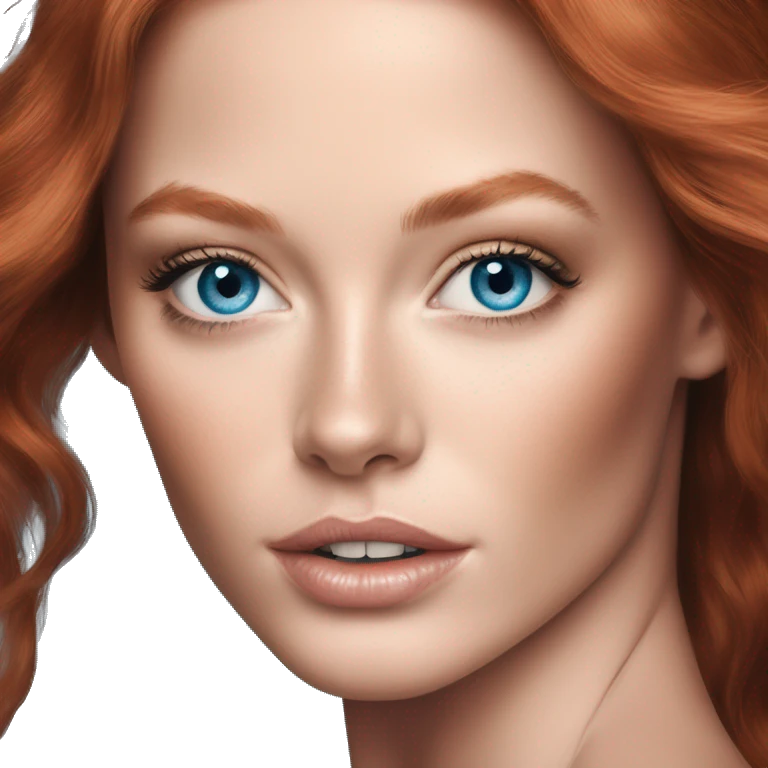 Beautiful redhead victoria’s secret model with makeup and ocean blue eyes emoji
