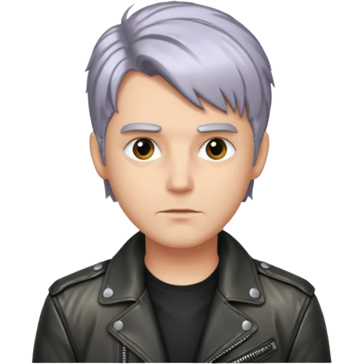 man with metalic hair lether jacket emoji