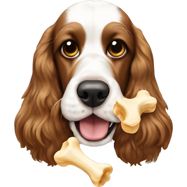 English Cocker Spaniel gnaws a bone emoji