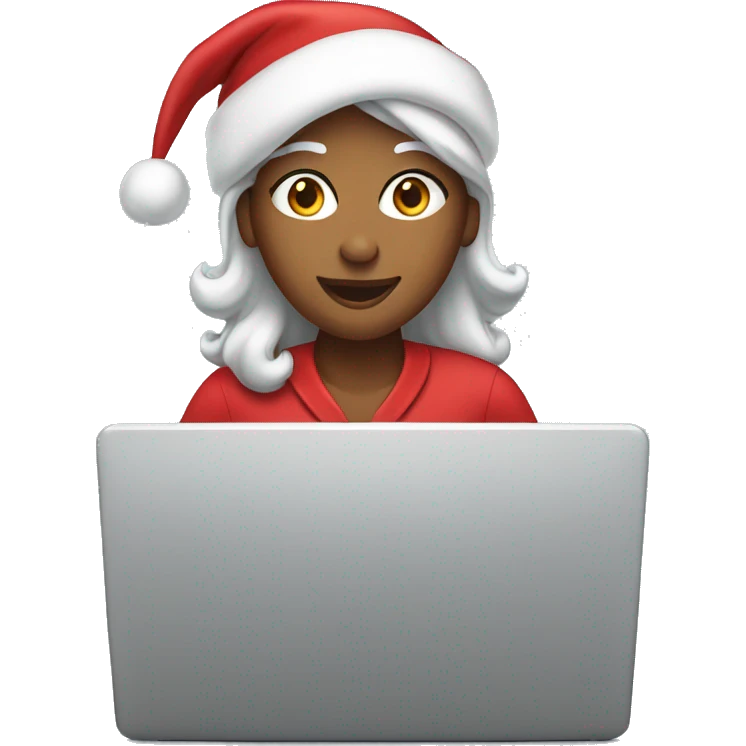 female santa typing on laptop emoji