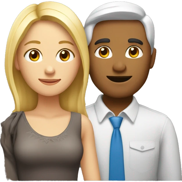 un homme brun et une femme blonde se font un câlin  emoji