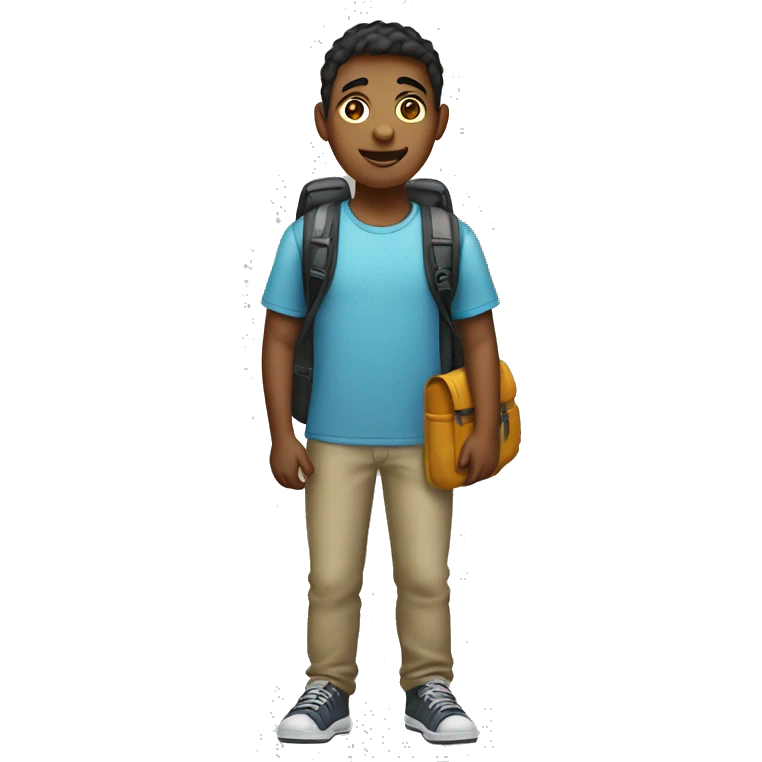 Full length teenager with backpack emoji