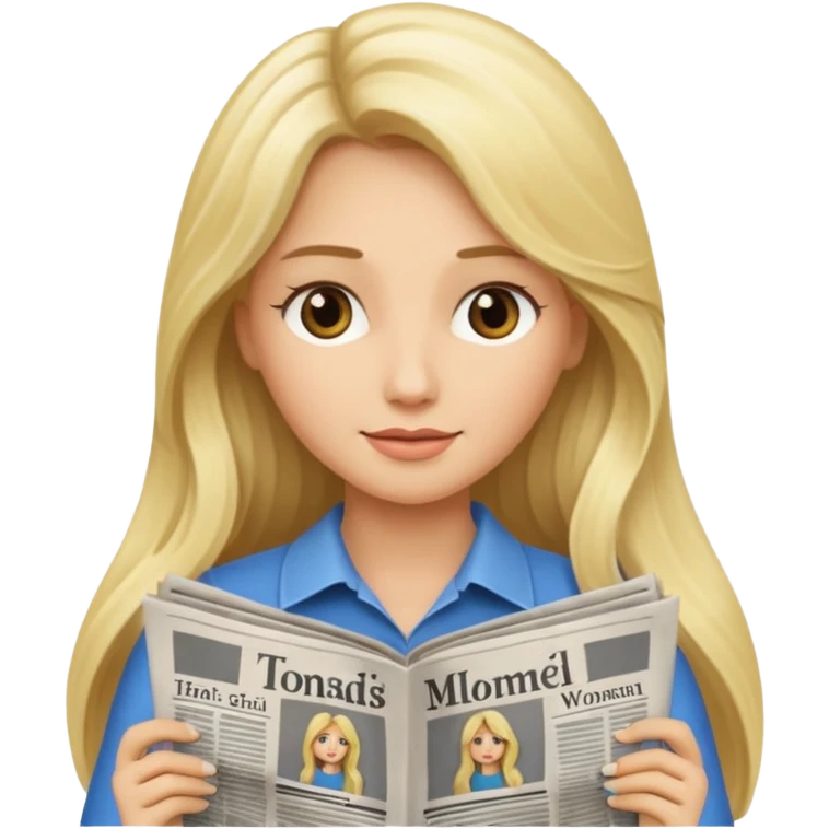 newspaper read blonde long haired woman emoji