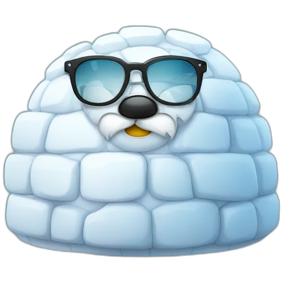 igloo with cool glasses emoji