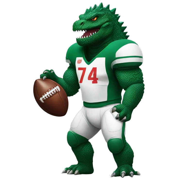Godzilla dressed as a football player emoji